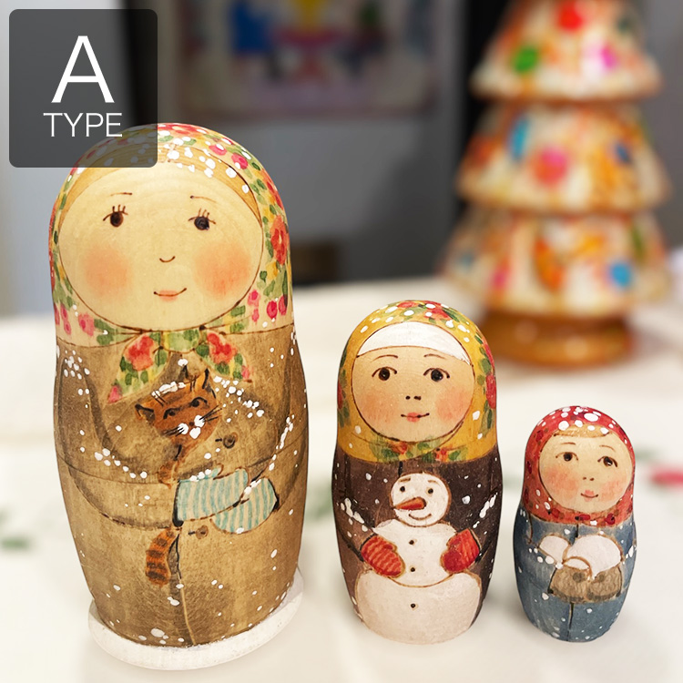 ロシア雑貨☆ヒマワリBOX 小物入れオリガ作 向日葵マトリョーシカ